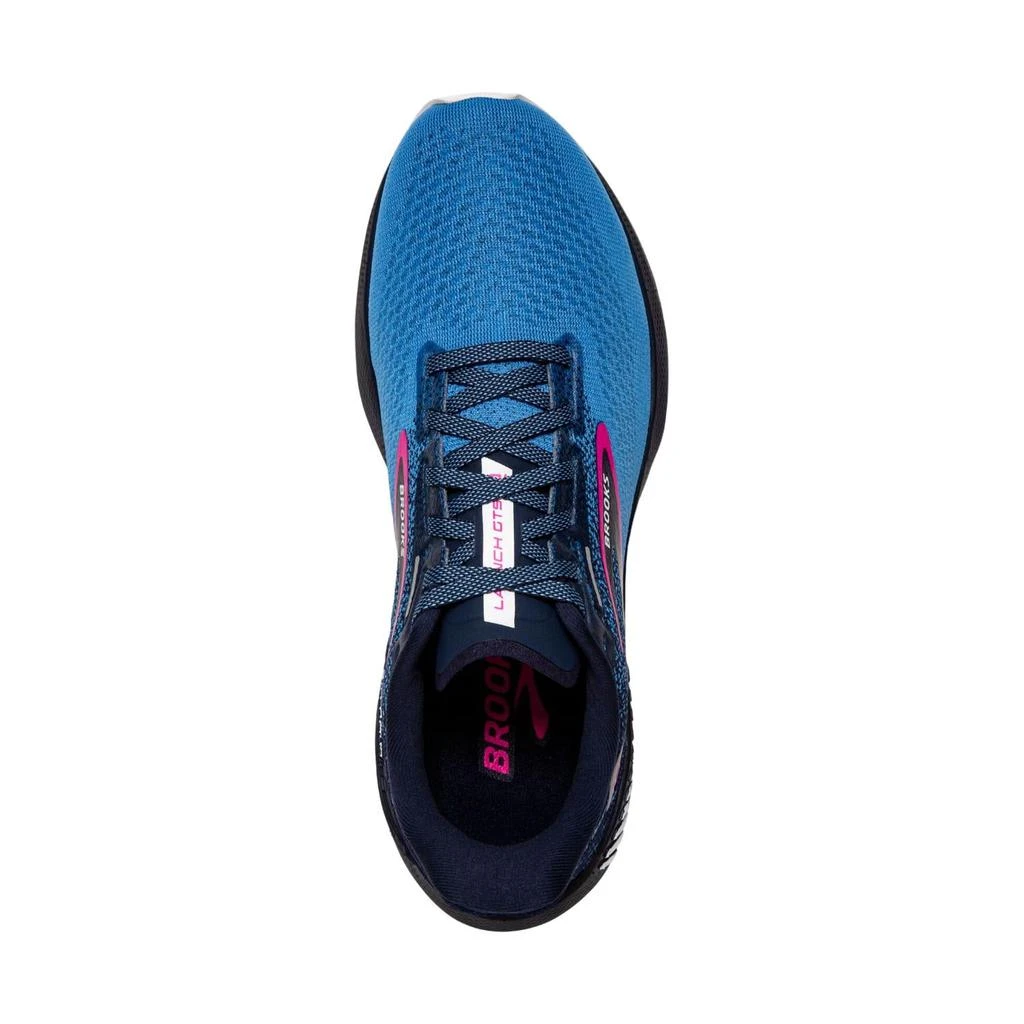 Brooks Women's Launch Gts 10 Running Shoes In Peacoat/marina Blue/pink Glo 3