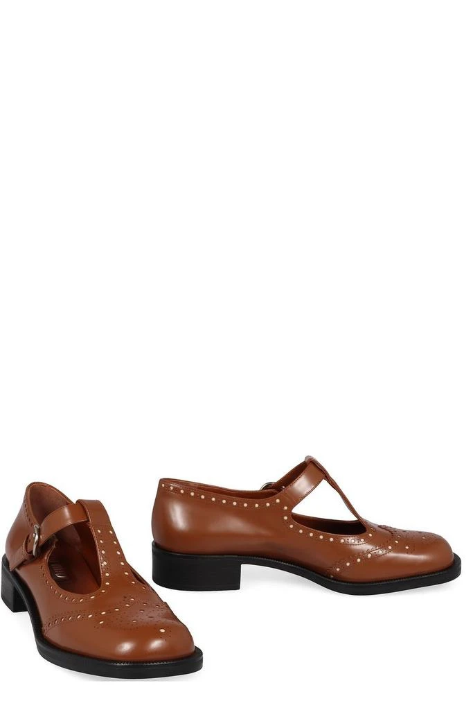 Miu Miu Miu Miu Round-Toe T-Strap Brogue Shoes 2