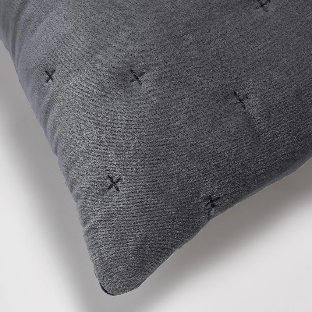 in homeware Cotton Velvet Cushion - Dark Grey - 50x50cm 2