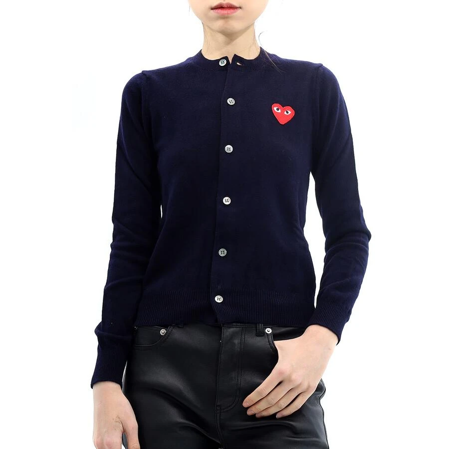 Comme des Garcons Play Ladies Navy Long Sleeve Logo Cardigan 1