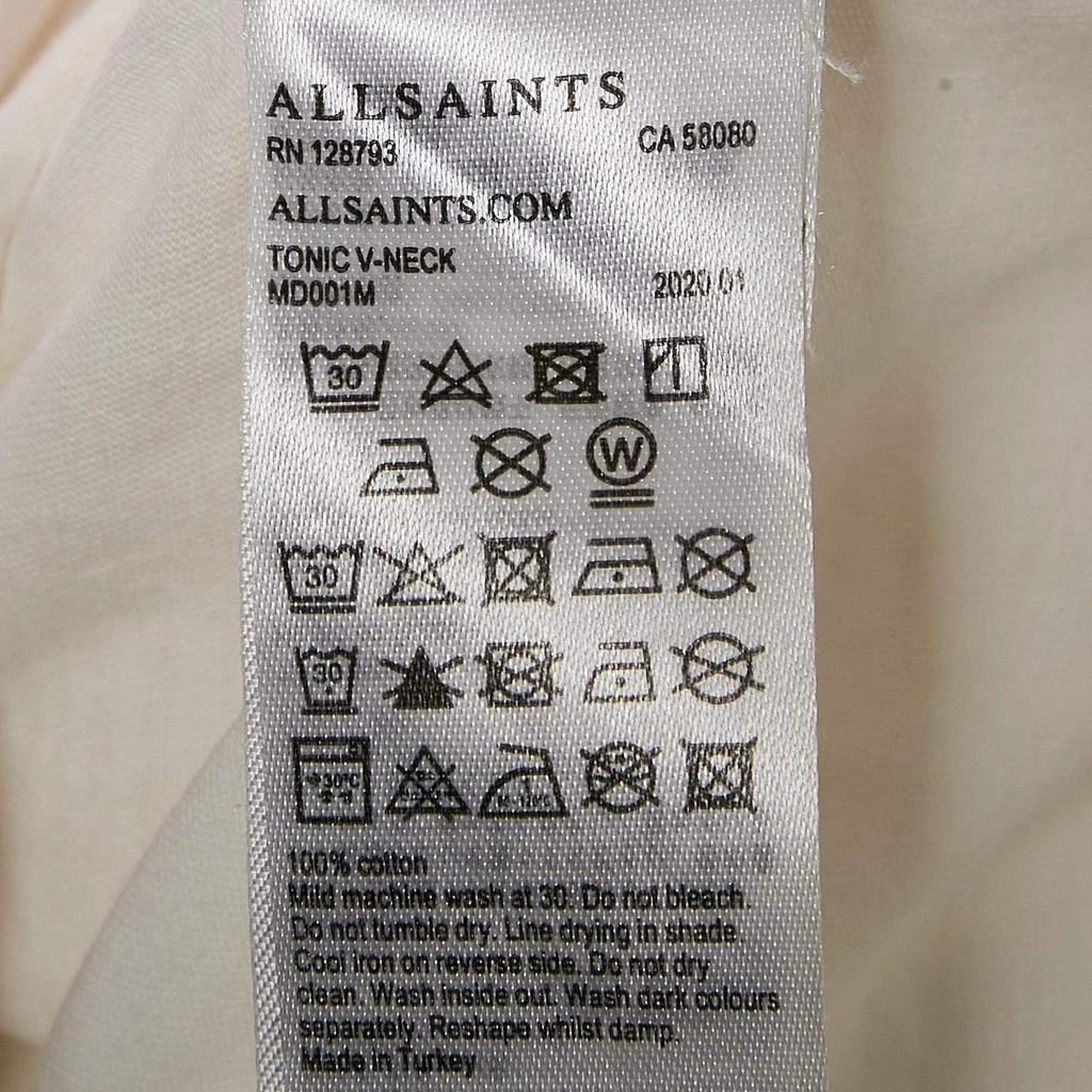 ALL SAINTS All Saints Off-White Cotton V-Neck T-Shirt M 7