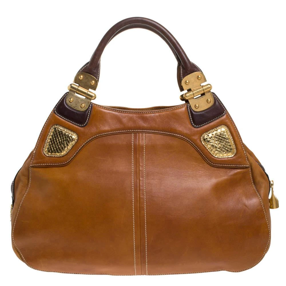 Alexander McQueen Alexander McQueen Paisley Leather and Snakeskin Hinge Turn Lock Satchel 4
