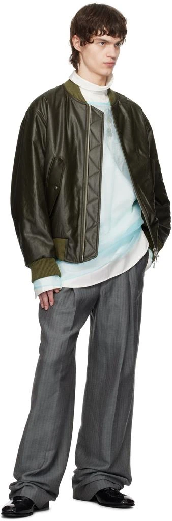 Dries Van Noten Khaki Faux-Leather Bomber Jacket 4