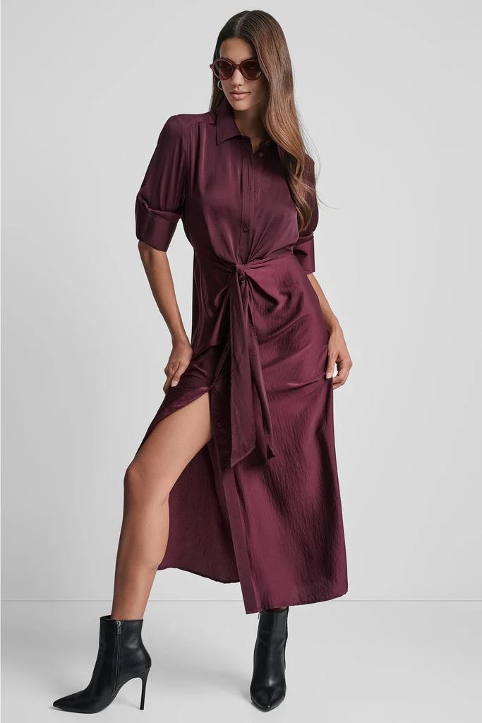 chinese dress ladies DKNY Women's Collared Shirt Dress, Berry Blue,8 at Amazon Women's Clothing  store