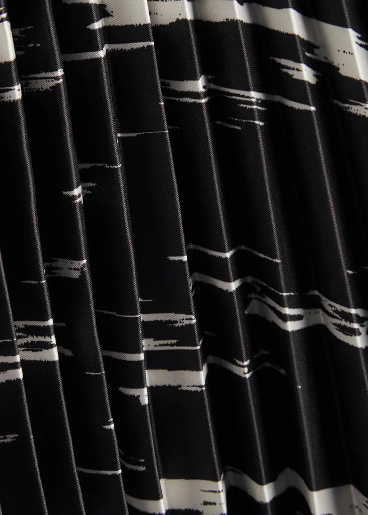 3.1 Phillip Lim Abstract Wood printed pleated satin midi skirt 5