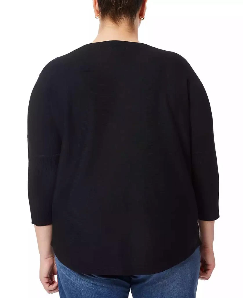 Melissa Paige Plus Size Button-Sleeve Boat-Neck Sweater 2