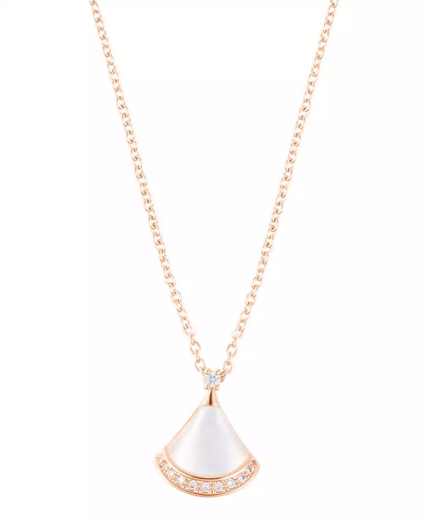 ADORNIA Rose Gold Adjustable Mother of Pearl Cubic Zirconia Leaf Pendant Necklace