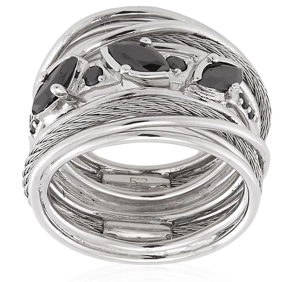 Charriol Tango Black CZ Stones Steel Cable Ring 3