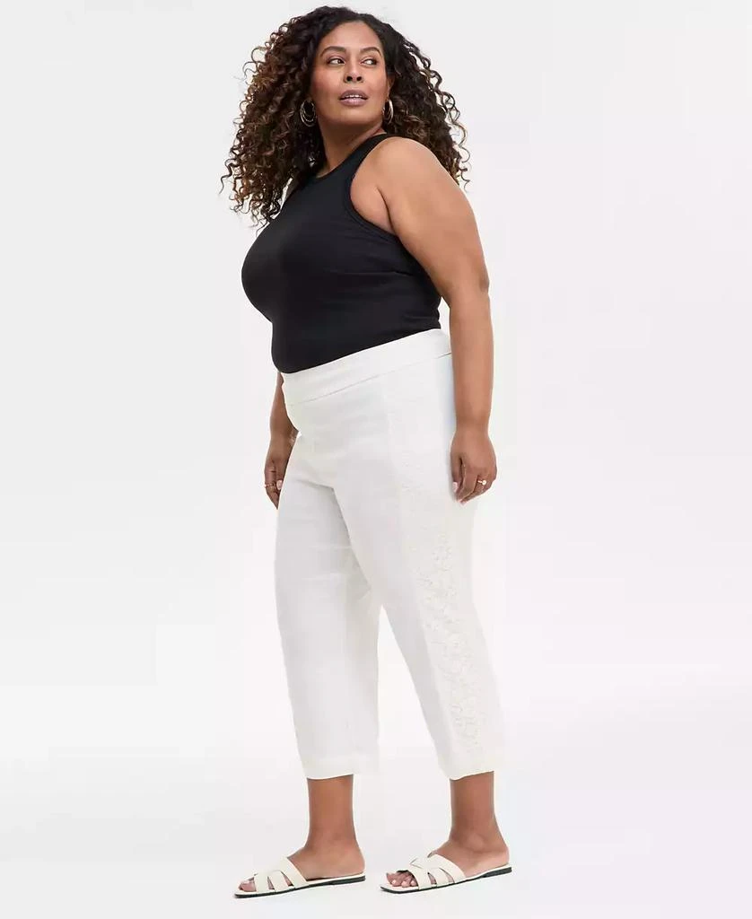 Shop Plus Size Side Lace Trim Capri Pants, Exclusively at Macy's