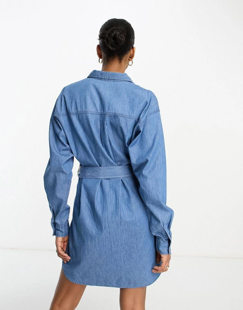 ASOS ASOS DESIGN Tall denim mini dress with belt in midwash 2