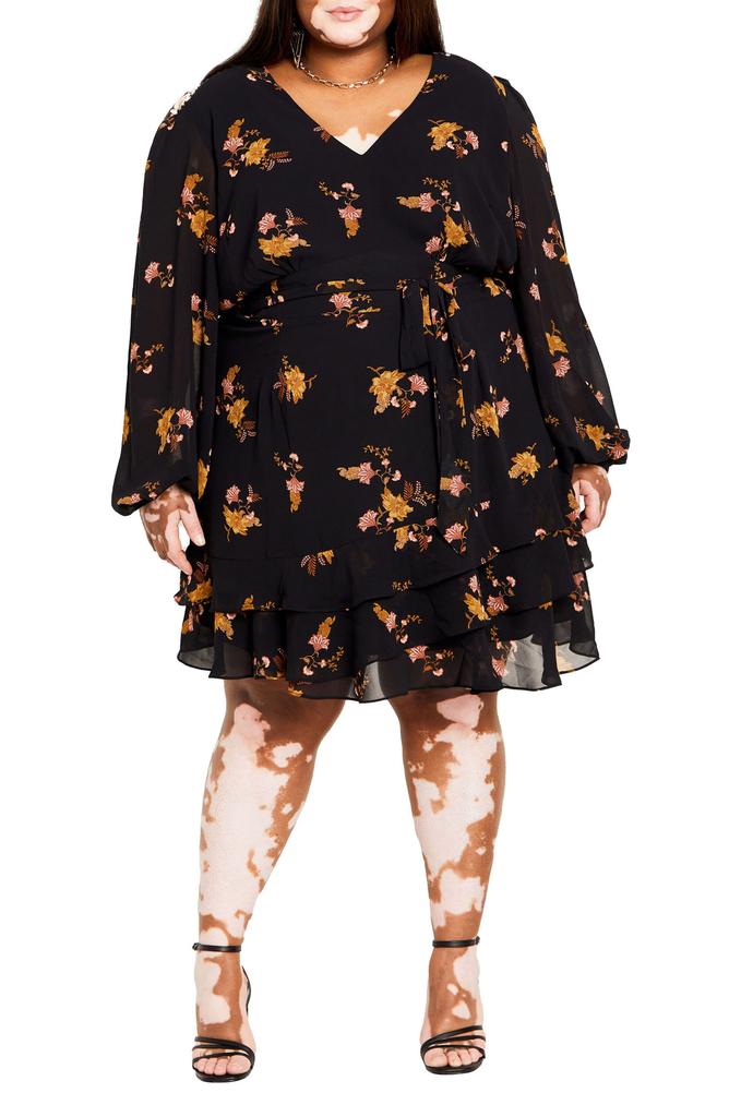 City Chic Mackenzie Floral Long Sleeve Minidress