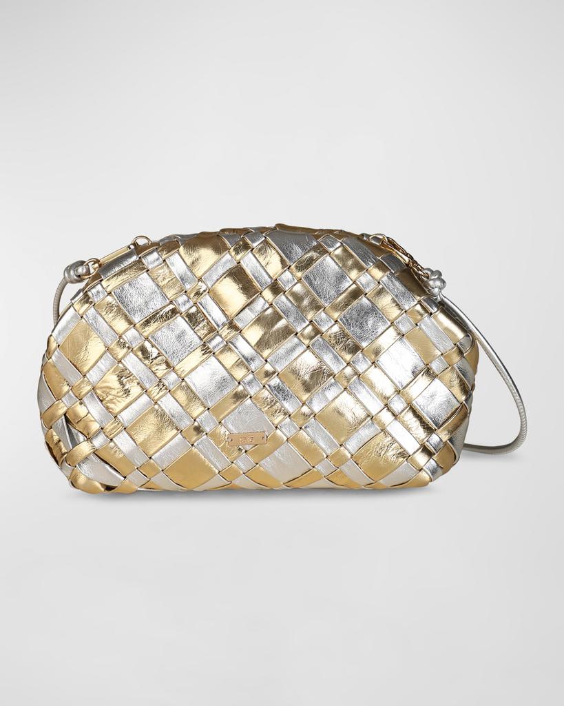 Rafe Aya Frame Metallic Leather Clutch Bag