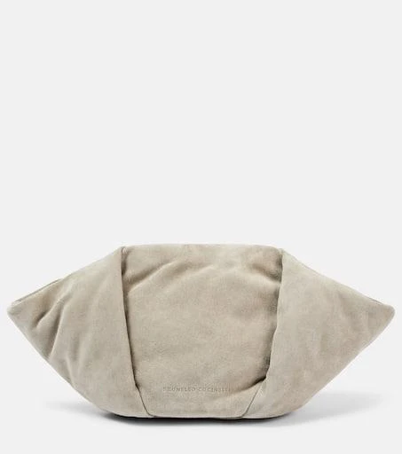 Brunello Cucinelli Fold-Over Small suede clutch 1