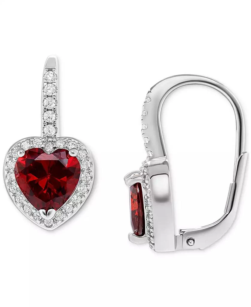 Giani Bernini Cubic Zirconia Heart Halo Leverback Earrings in Sterling Silver, Created for Macy's 1