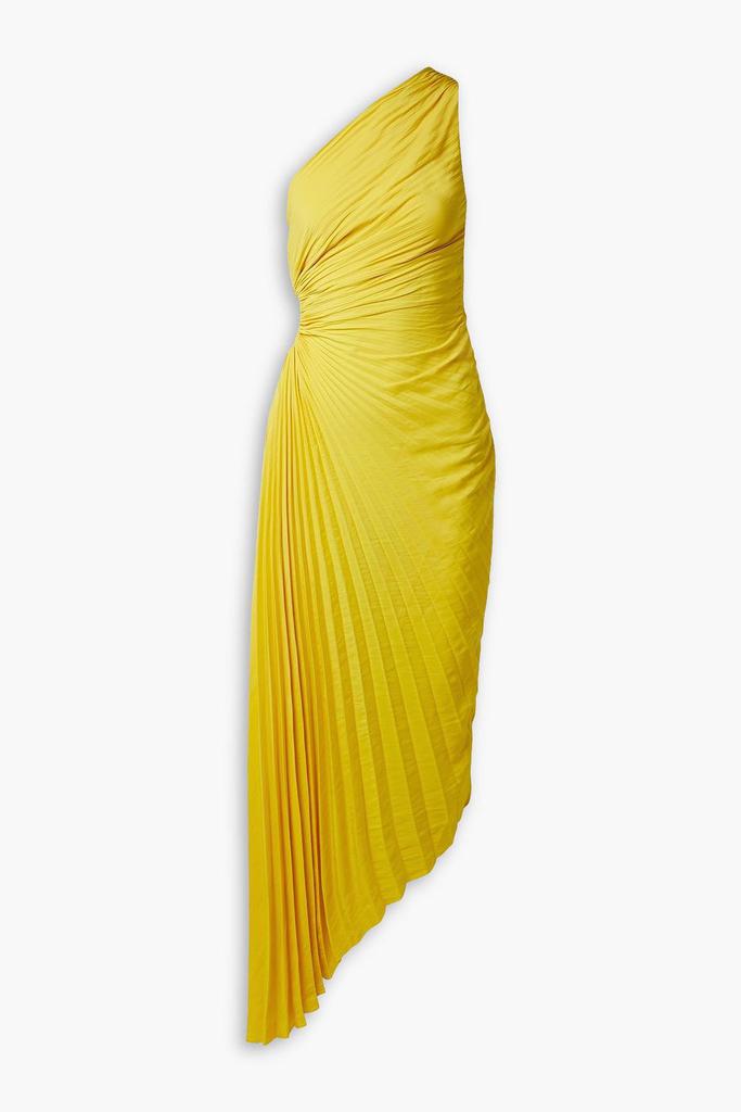 A.L.C. Delfina asymmetric one-shoulder cutout plissé-chiffon midi dress
