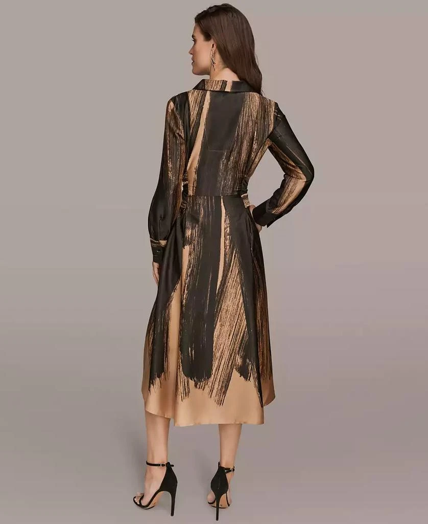 Donna Karan Women
s Printed Long Sleeve Twist Waist Dress 4