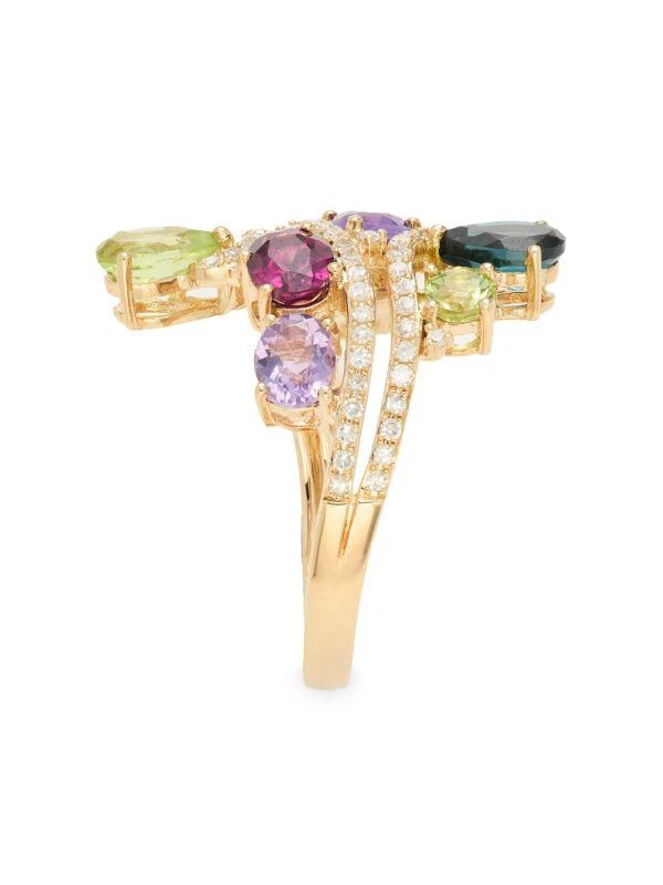 Effy 14K Yellow Gold, 0.28 TCW Diamond & Multi-Stone Cluster Ring 4