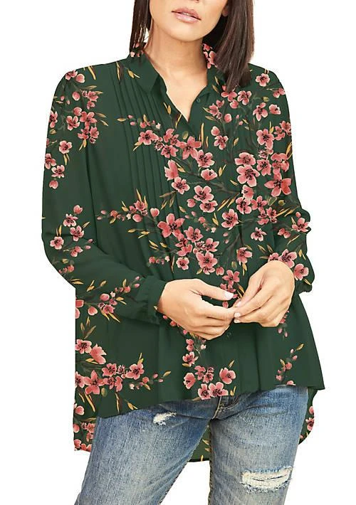 DR2 by Daniel Rainn By Daniel Rainn Sheer Pleated Up Tunic Blouse 1