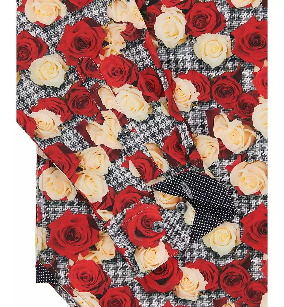 Society of Threads Men's Slim Fit Non-Iron Floral-Print Performance Stretch Dress Shirt