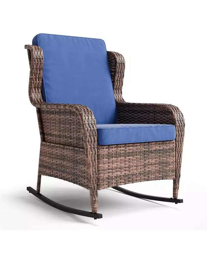 gaomon All-Weather PE Rattan Rocking Chair, Outdoor Wicker Rocker for Patio Garden Porch Deck Backyard