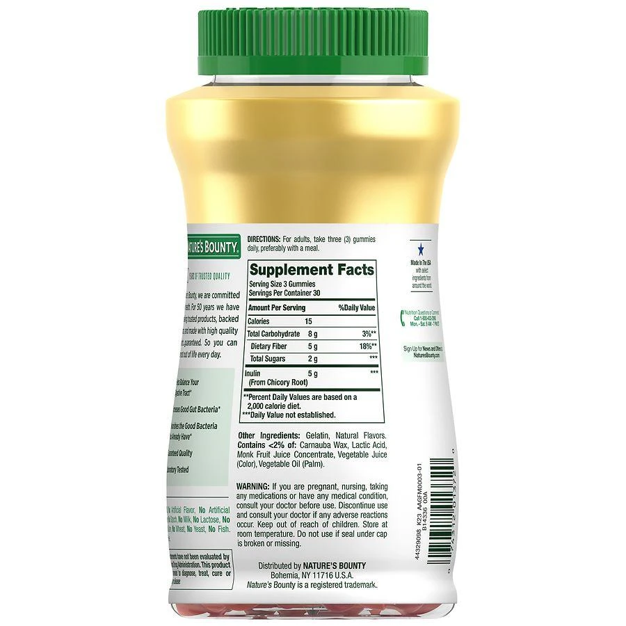 Nature
s Bounty Fiber Gummies, 5g Prebiotic Strawberry 
Raspberry 4