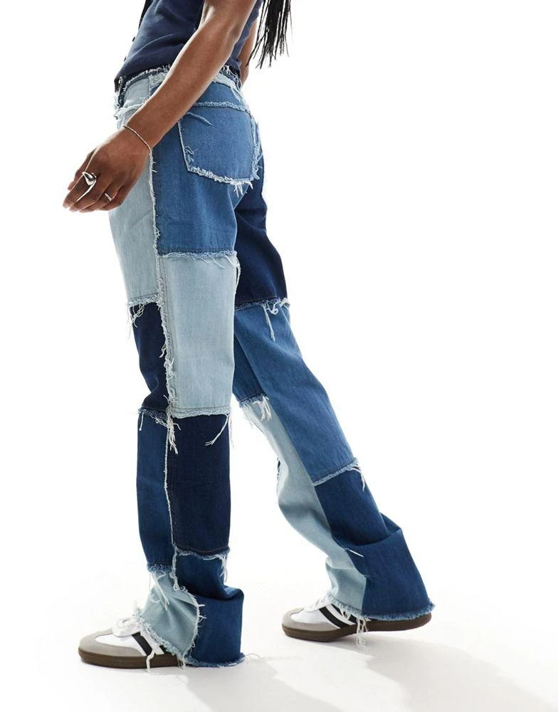 Jaded London Jaded London boyfriend jeans in blue patchwork denim 1