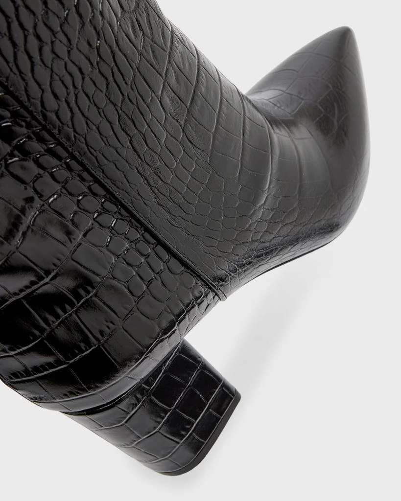 Paris Texas Anja Croco Block-Heel Knee Boots 6