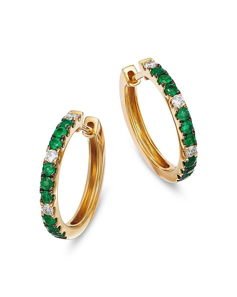 Bloomingdale
s Fine Collection Emerald 
Diamond Hoop Earrings in 14K Yellow Gold 1