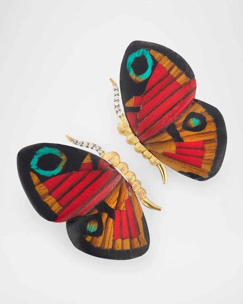 Silvia Furmanovich Butterfly Marquetry Earrings with Diamonds 3