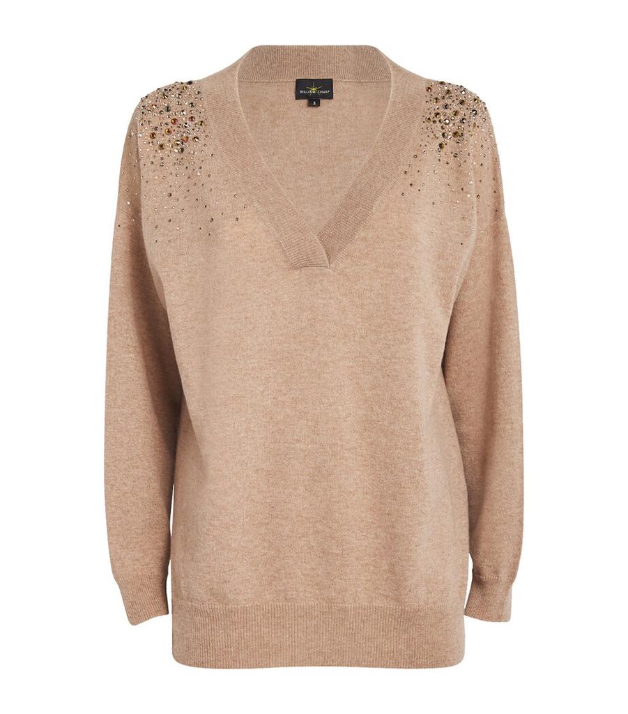 William Sharp Cashmere Crystal-Embellished Aria Sweater