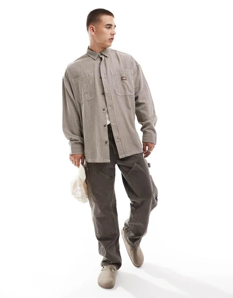 DICKIES Dickies hickory striped shirt in brown 3