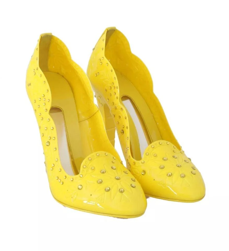 Dolce & Gabbana Dolce & Gabbana Yellow Crystal Heels CINDERELLA Shoes 4