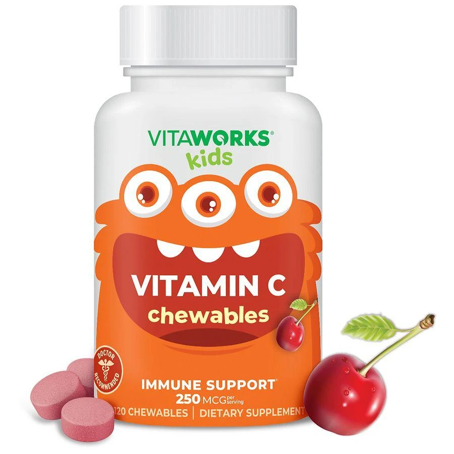 VitaWorks Kids Vitamin C 250 mg - Immune Support - Chewables Tart Cherry 1