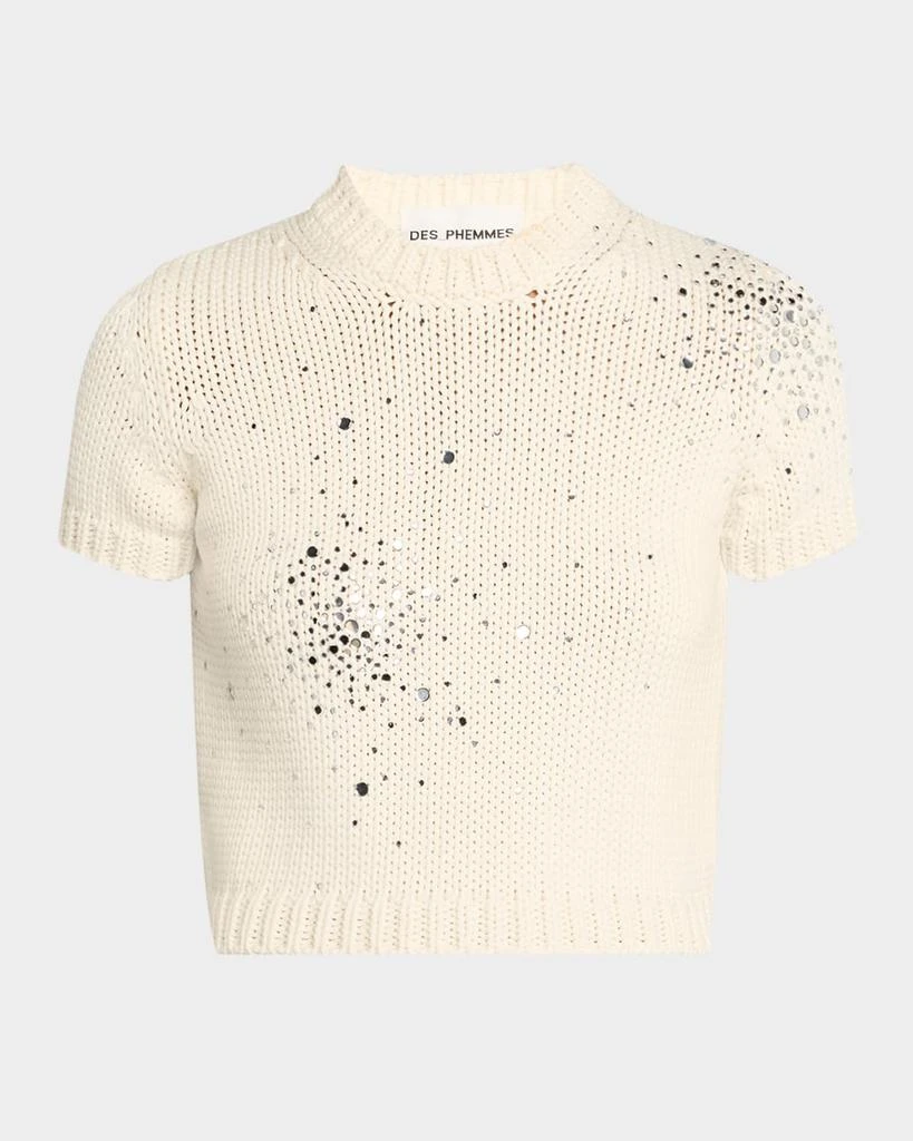 Des Phemmes Embroidered Chunky Knit Crop Top 2
