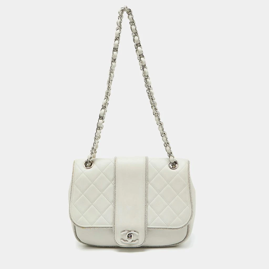 Chanel Chanel White Quilted Leather Elementary Chic Flap Bag 1