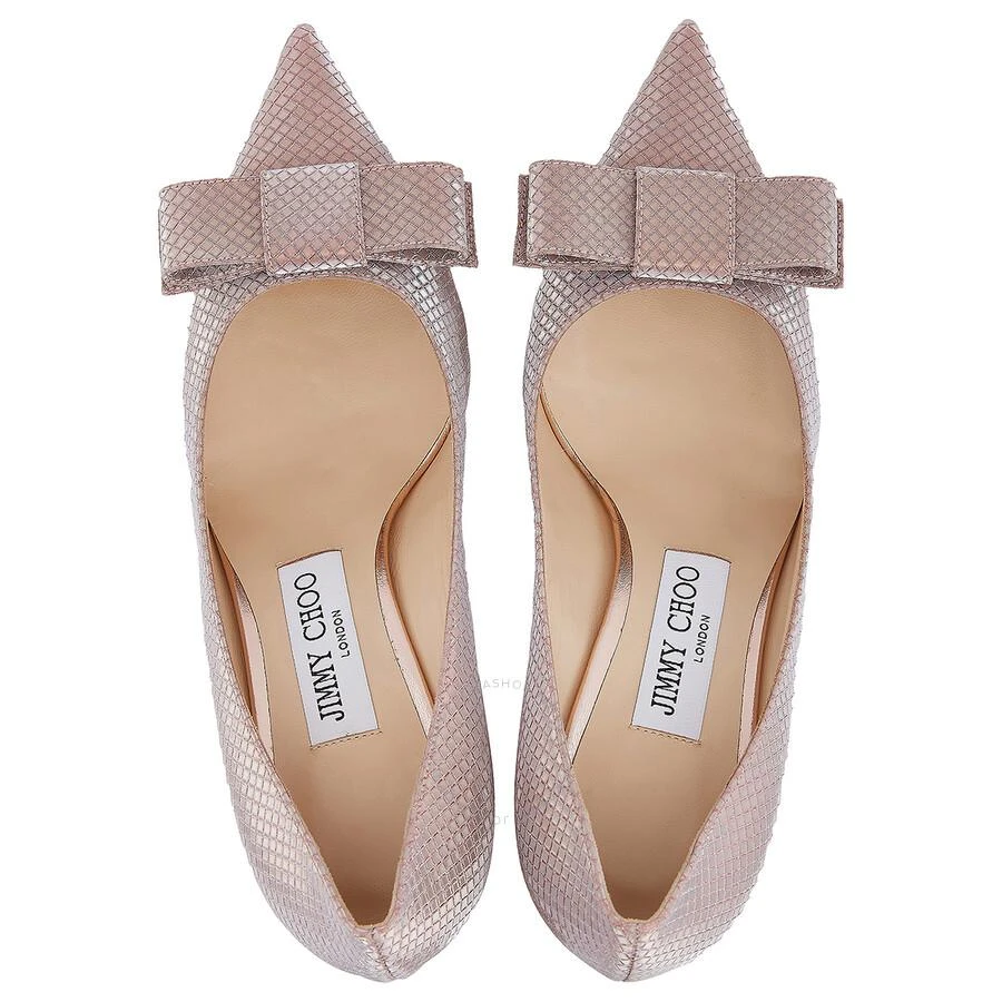 Jimmy Choo Ladies Ballet Pink Love/Bow 65 mm Glitter Kitten Heel Pumps 3