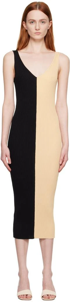 Staud Tan & Black Dana Midi Dress 1