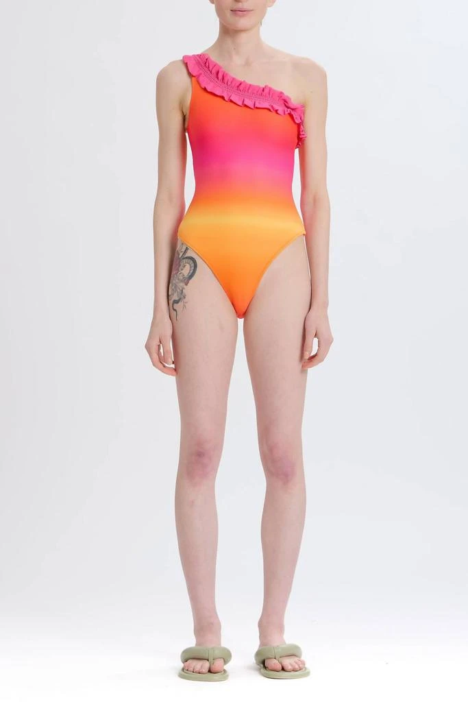 Something Navy Something Navy - One Shoulder Ruffle One Piece Swimsuit 1