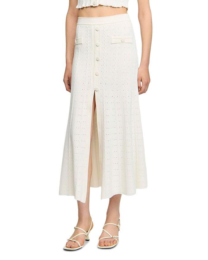 Sandro Pointelle Knit Maxi Skirt