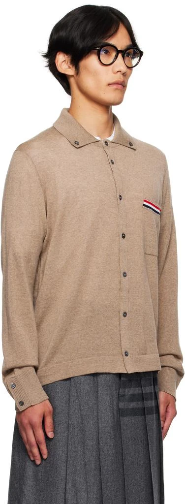 Thom Browne Beige Merino Wool Jersey Stitch Long Sleeve Shirt 2