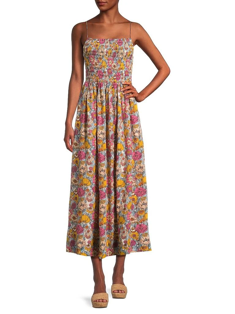 Birds of Paradis Carmen Smocked Floral Maxi Dress 2