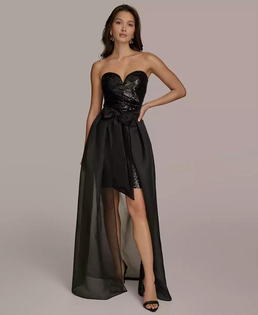 Donna Karan Women's Jacquard Bow-Trim One-Shoulder Gown