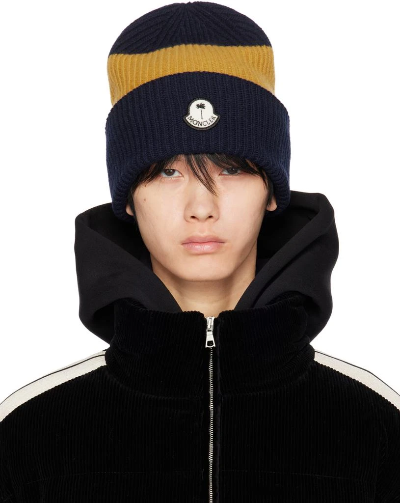 Moncler Moncler x Palm Angels Navy & Yellow Beanie 1