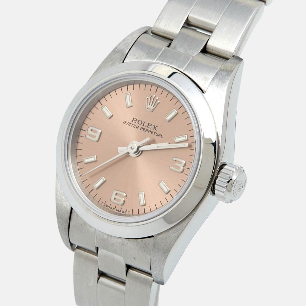 Rolex Rolex Salmon Stainless Steel Oyster Perpetual 67180 Automatic Women's Wristwatch 25 mm