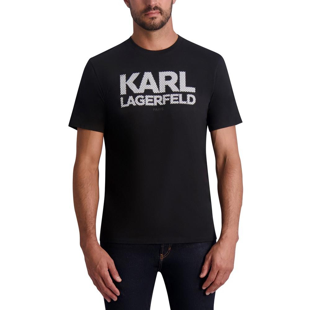 KARL LAGERFELD PARIS Men's Slim-Fit Checkered Logo Graphic T-Shirt