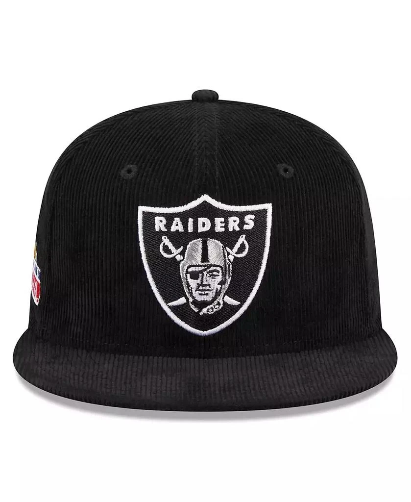 New Era Men's Black Las Vegas Raiders Throwback Cord 59FIFTY Fitted Hat 4