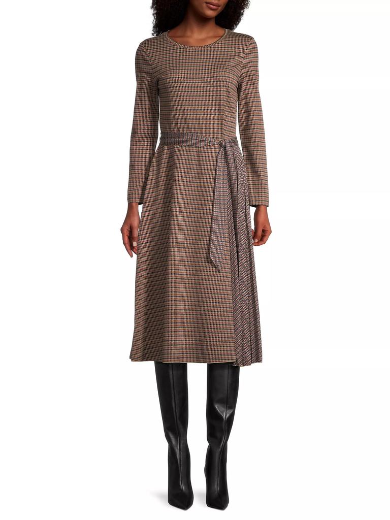 Weekend Max Mara Plaid Cotton-Blend Tie-Waist Midi-Dress