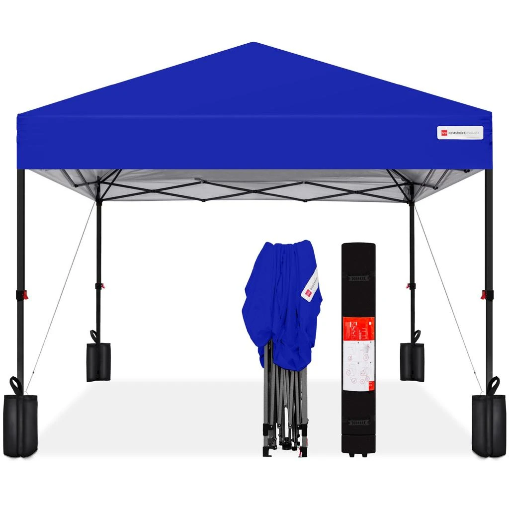 Best Choice Products 12x12ft Easy Setup Pop Up Canopy w/ 1-Button Setup, Wheeled Case, 4 Weight Bags 23