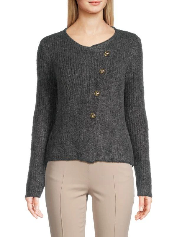 Ribbed Fuzzy-Knit Sweater