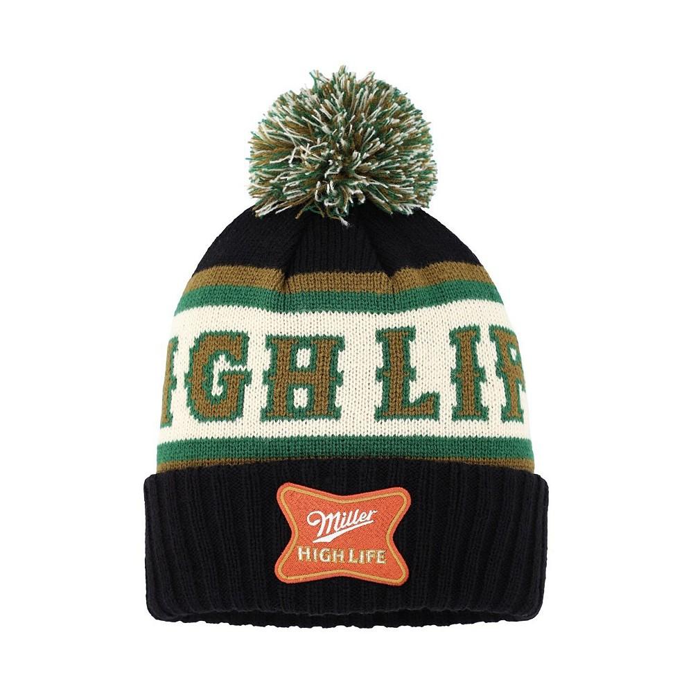 American Needle Men's Black Distressed Miller Pillow Line Cuffed Knit Hat with Pom